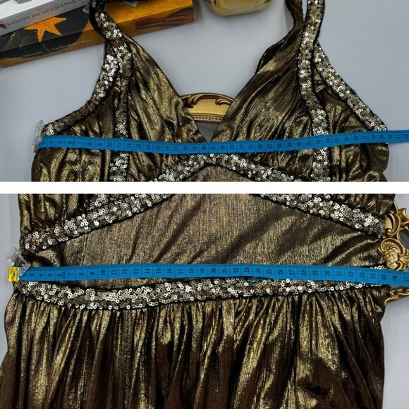 🆕 BRONX & BANCO 🧿 NWOT Star Metallic Maxi Dress w Dramatic Slits - Sz S US 4 - Picture 16 of 16